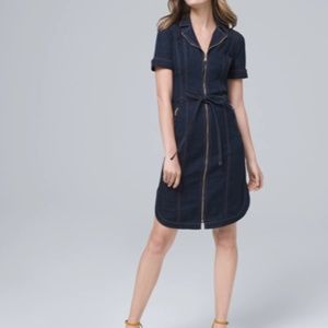 NWT White House Black Market Zip-Front Denim Shirt Dress